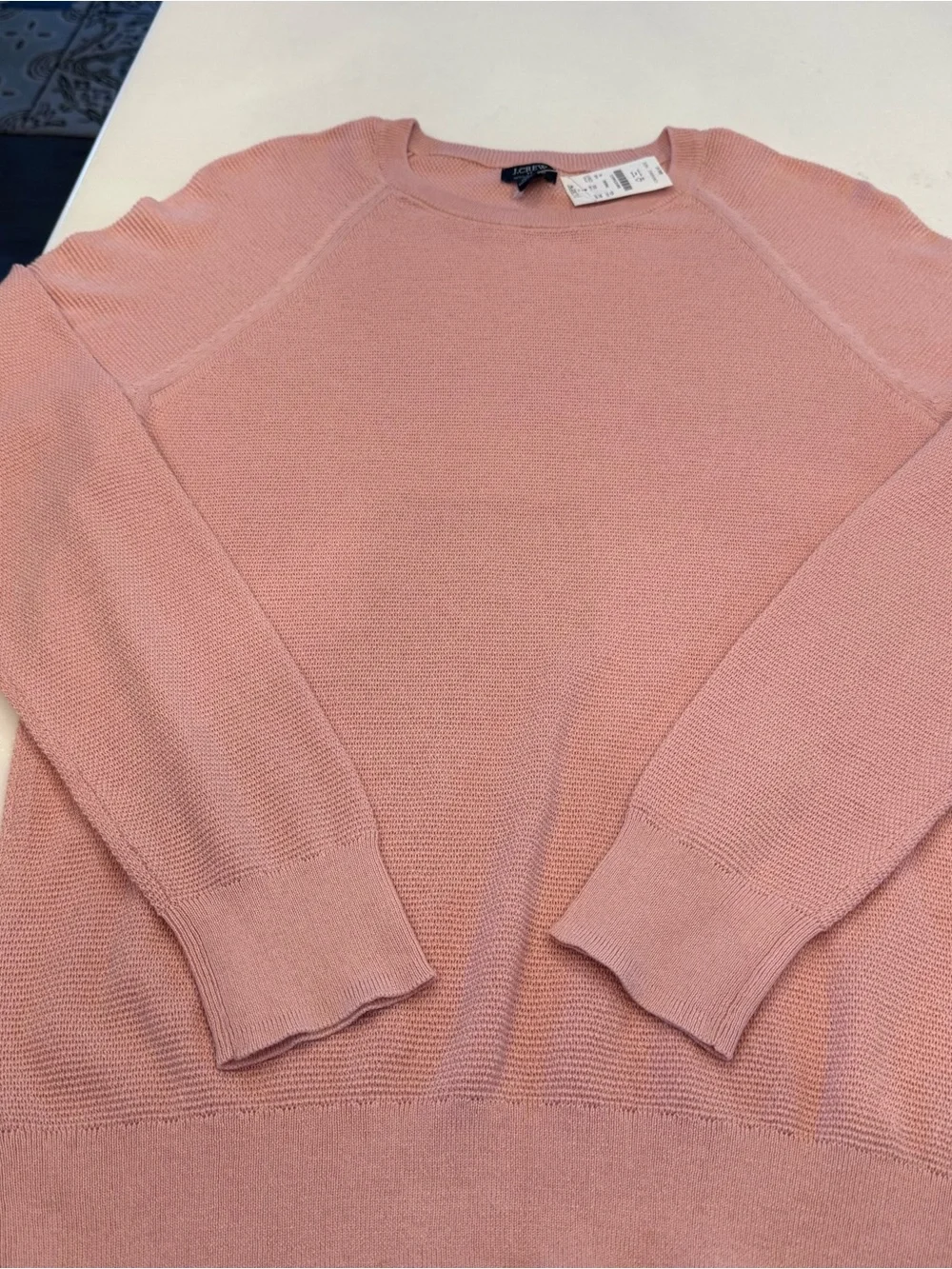 J Crew Mens Lightweight Cotton Waffle Knit Crewneck Sweater Pink Sz M NWT